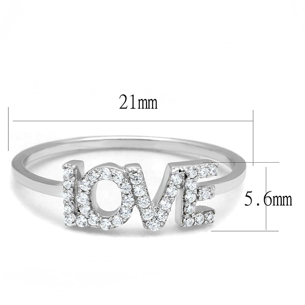 TS580 - Rhodium 925 Sterling Silver Ring with AAA Grade CZ in Clear