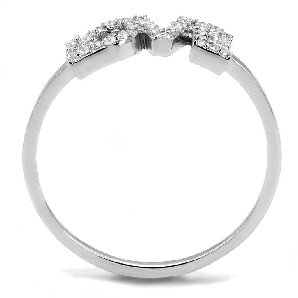 TS580 - Rhodium 925 Sterling Silver Ring with AAA Grade CZ in Clear