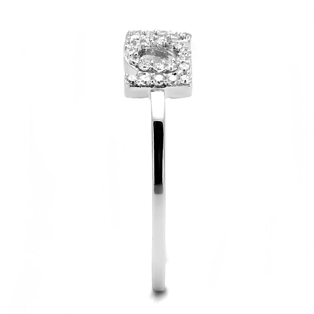 TS580 - Rhodium 925 Sterling Silver Ring with AAA Grade CZ in Clear