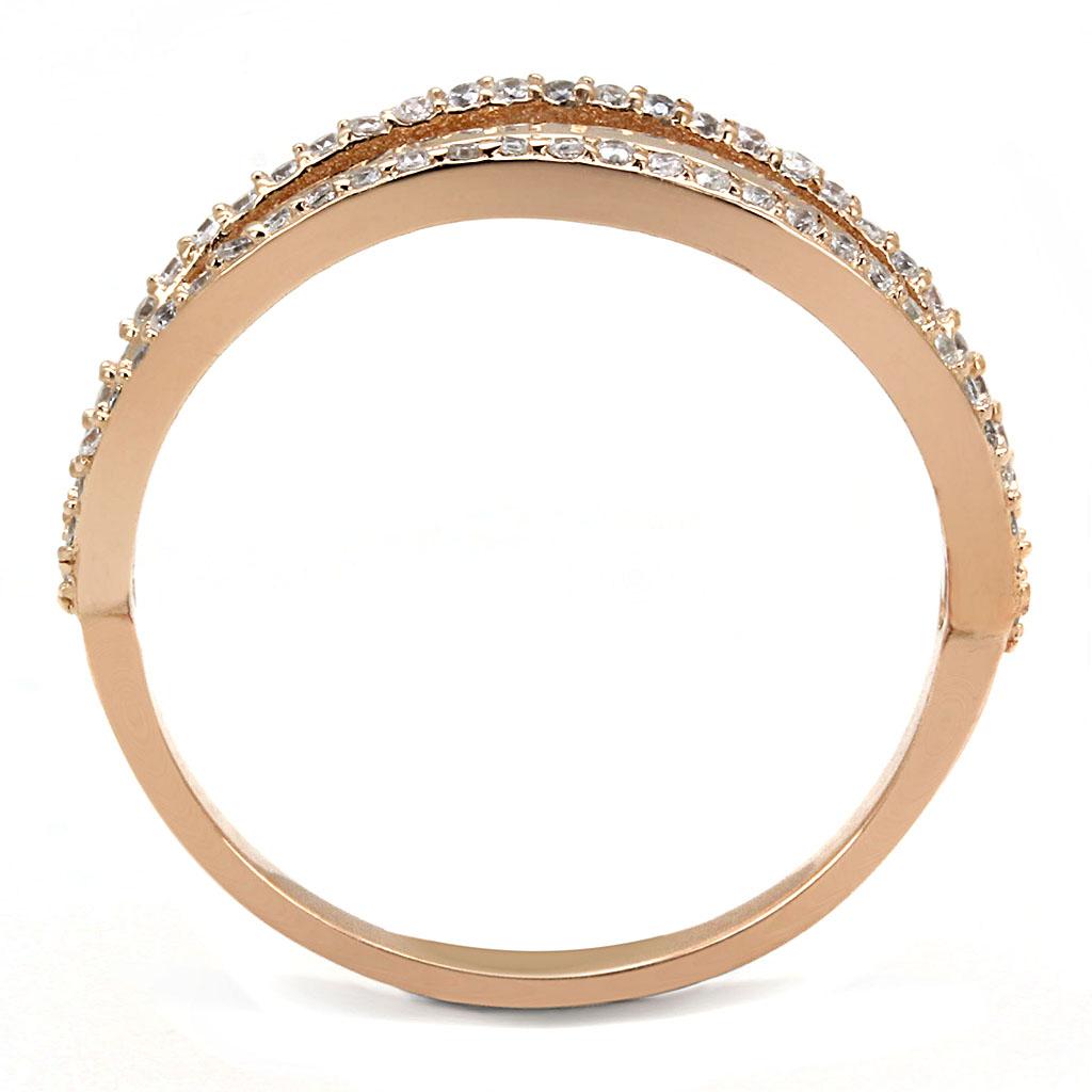TS587 - Rose Gold 925 Sterling Silver Ring with AAA Grade CZ in Clear