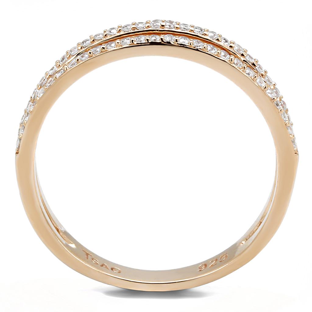 TS588 - Rose Gold 925 Sterling Silver Ring with AAA Grade CZ in Clear