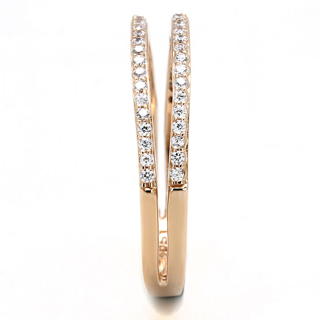 TS588 - Rose Gold 925 Sterling Silver Ring with AAA Grade CZ in Clear