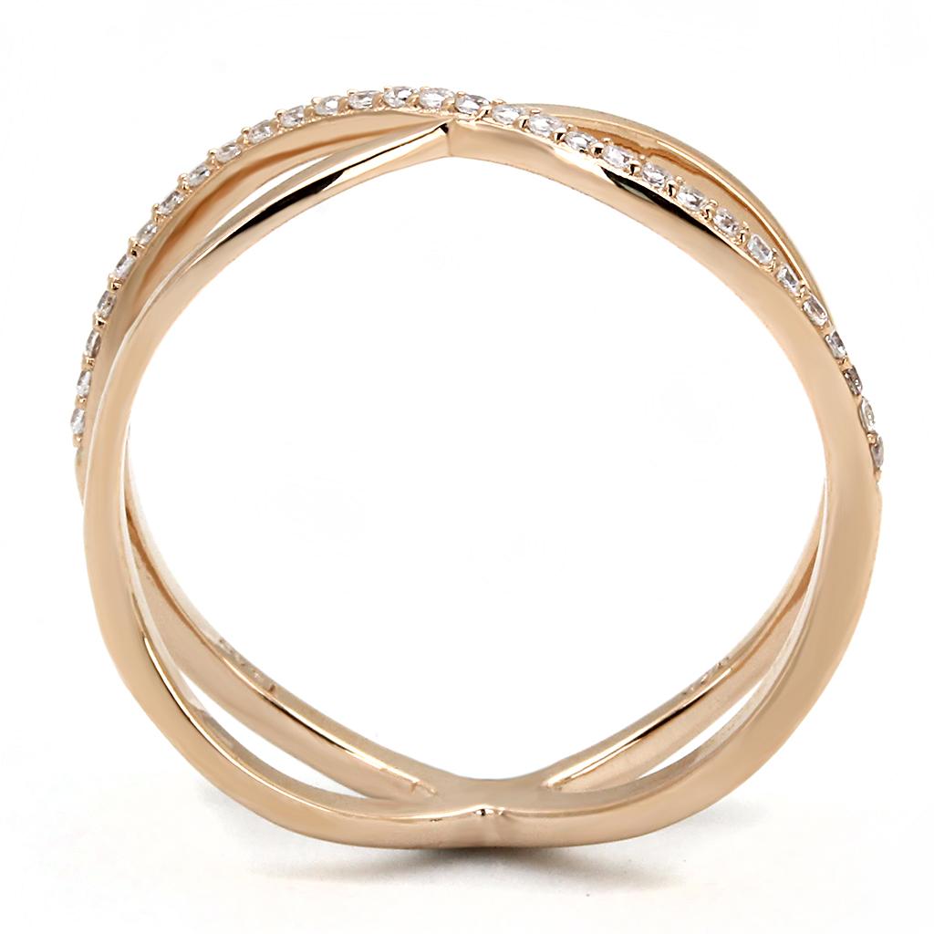 TS589 - Rose Gold 925 Sterling Silver Ring with AAA Grade CZ in Clear