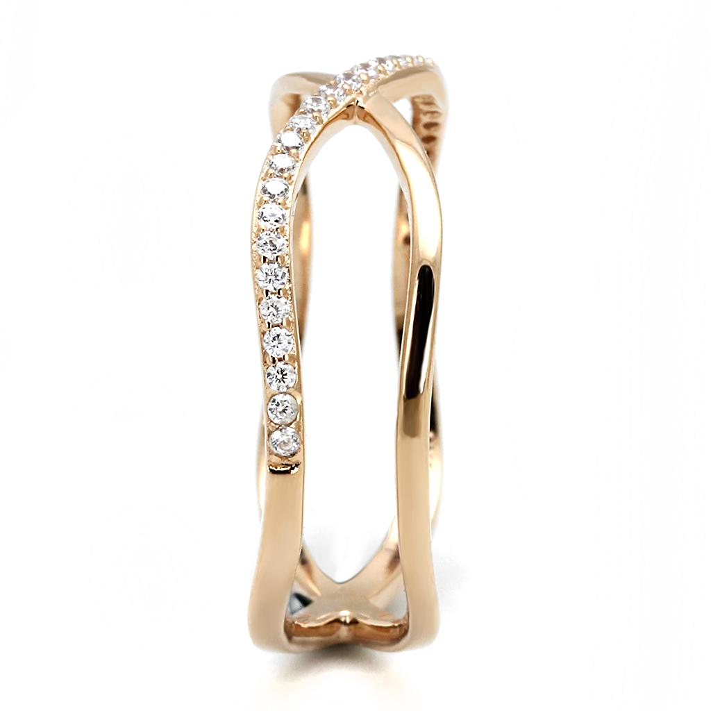 TS589 - Rose Gold 925 Sterling Silver Ring with AAA Grade CZ in Clear