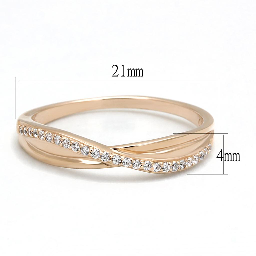 TS591 - Rose Gold 925 Sterling Silver Ring with AAA Grade CZ in Clear