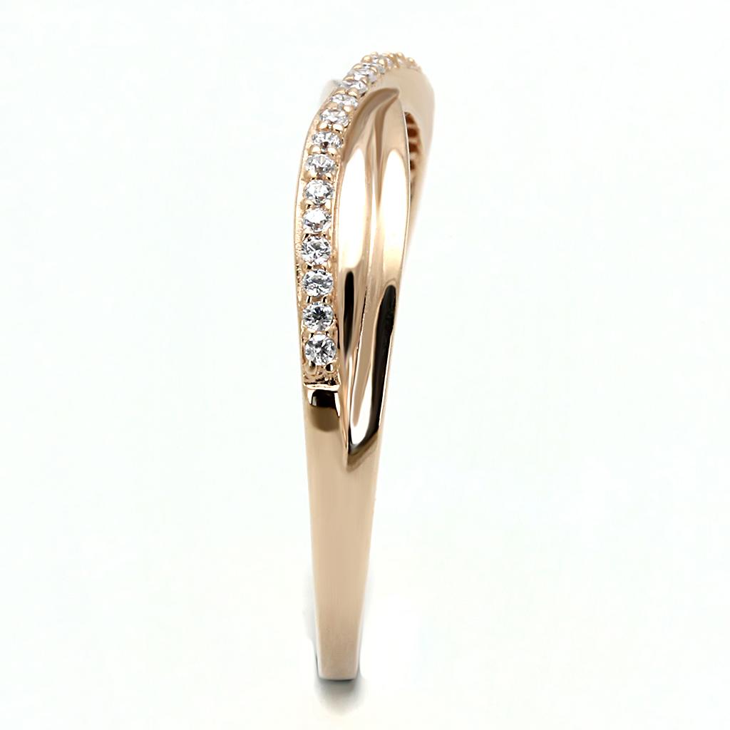 TS591 - Rose Gold 925 Sterling Silver Ring with AAA Grade CZ in Clear