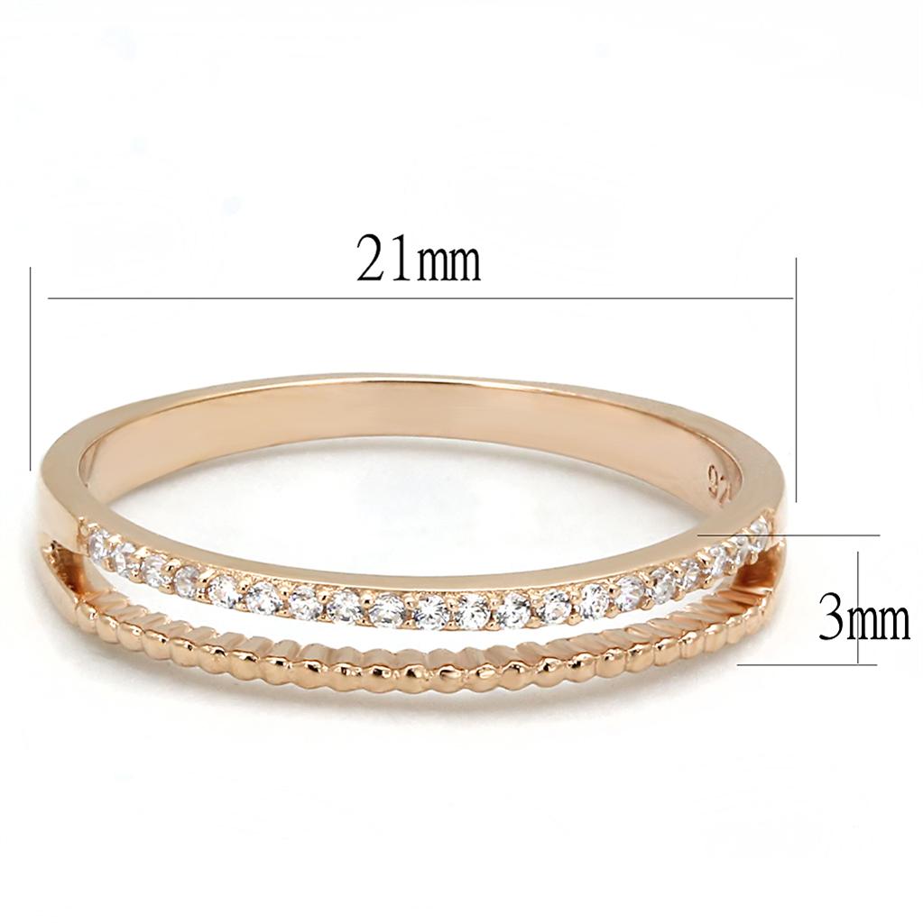 TS592 - Rose Gold 925 Sterling Silver Ring with AAA Grade CZ in Clear