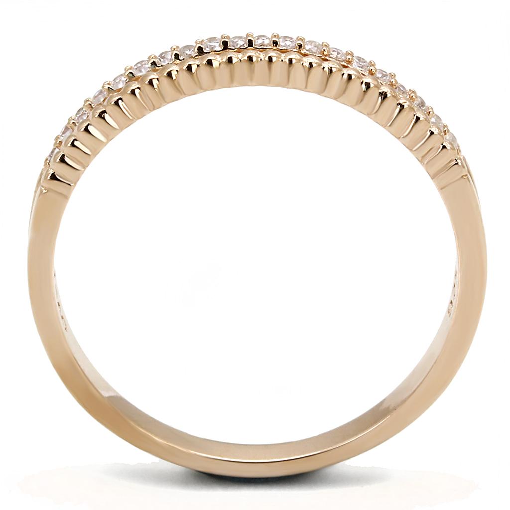 TS592 - Rose Gold 925 Sterling Silver Ring with AAA Grade CZ in Clear