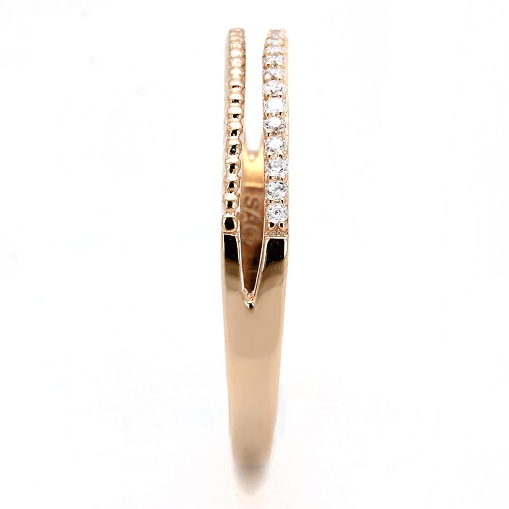 TS592 - Rose Gold 925 Sterling Silver Ring with AAA Grade CZ in Clear