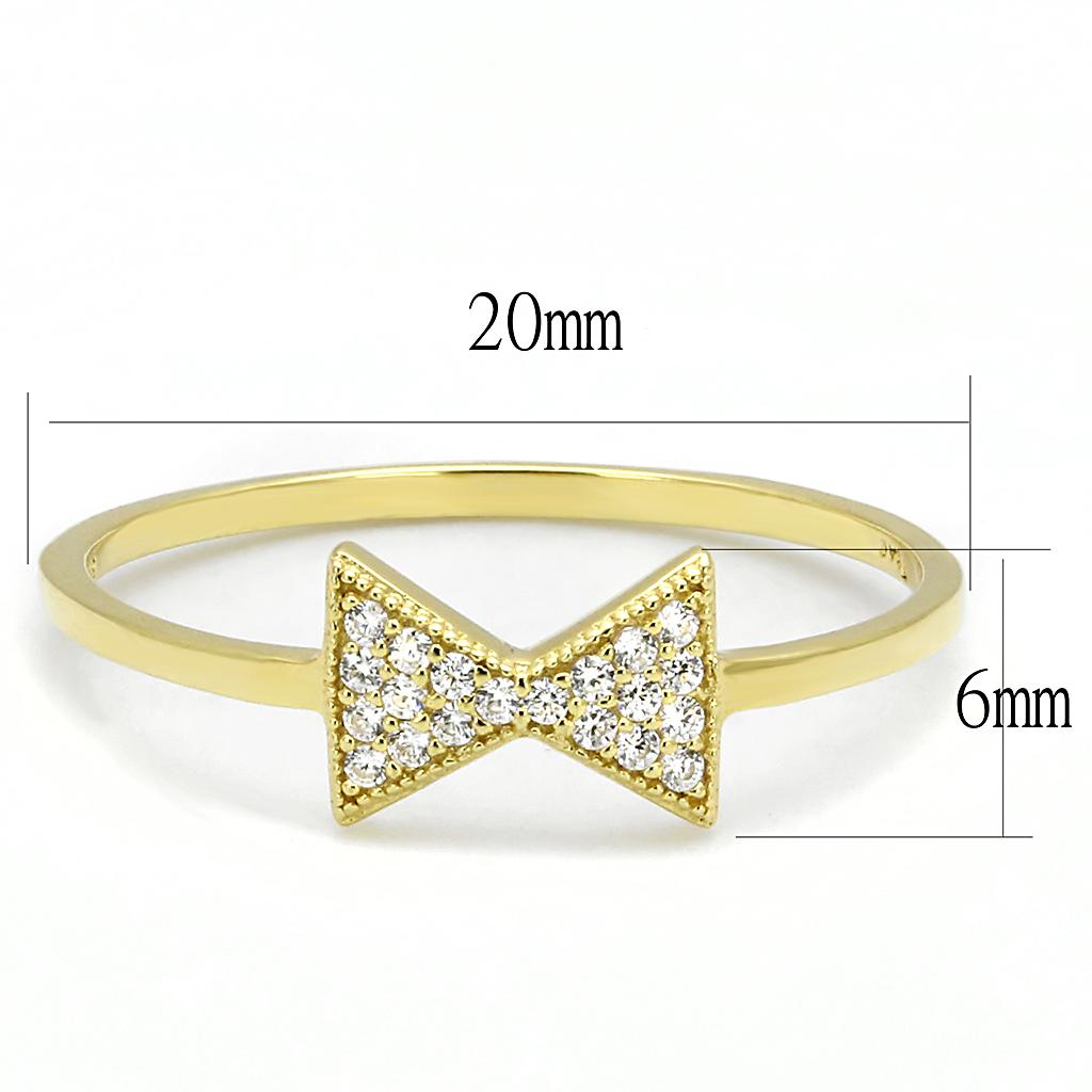 TS593 - Gold 925 Sterling Silver Ring with AAA Grade CZ in Clear