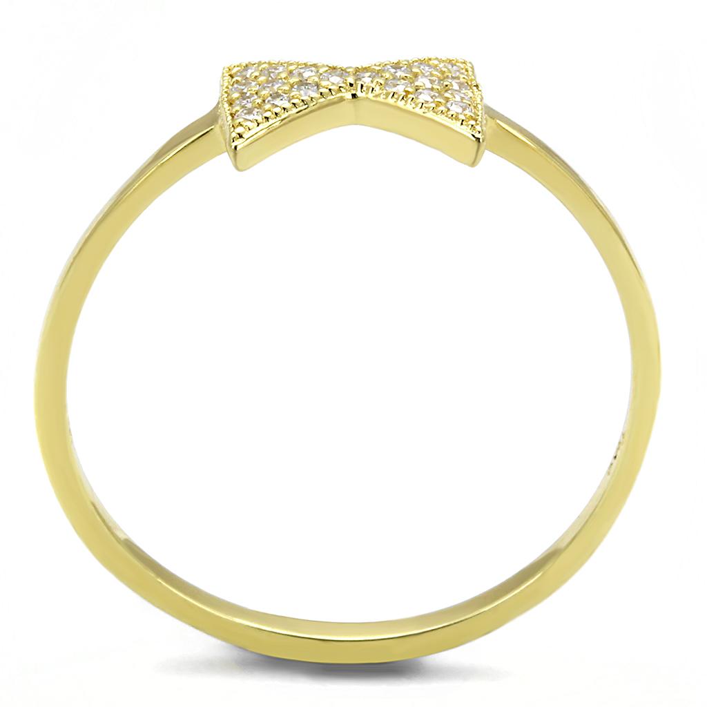 TS593 - Gold 925 Sterling Silver Ring with AAA Grade CZ in Clear