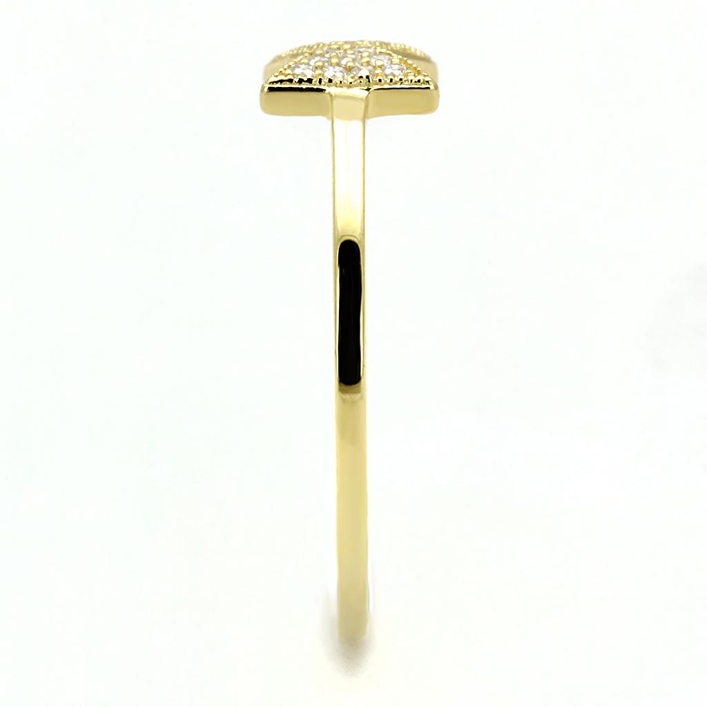 TS593 - Gold 925 Sterling Silver Ring with AAA Grade CZ in Clear