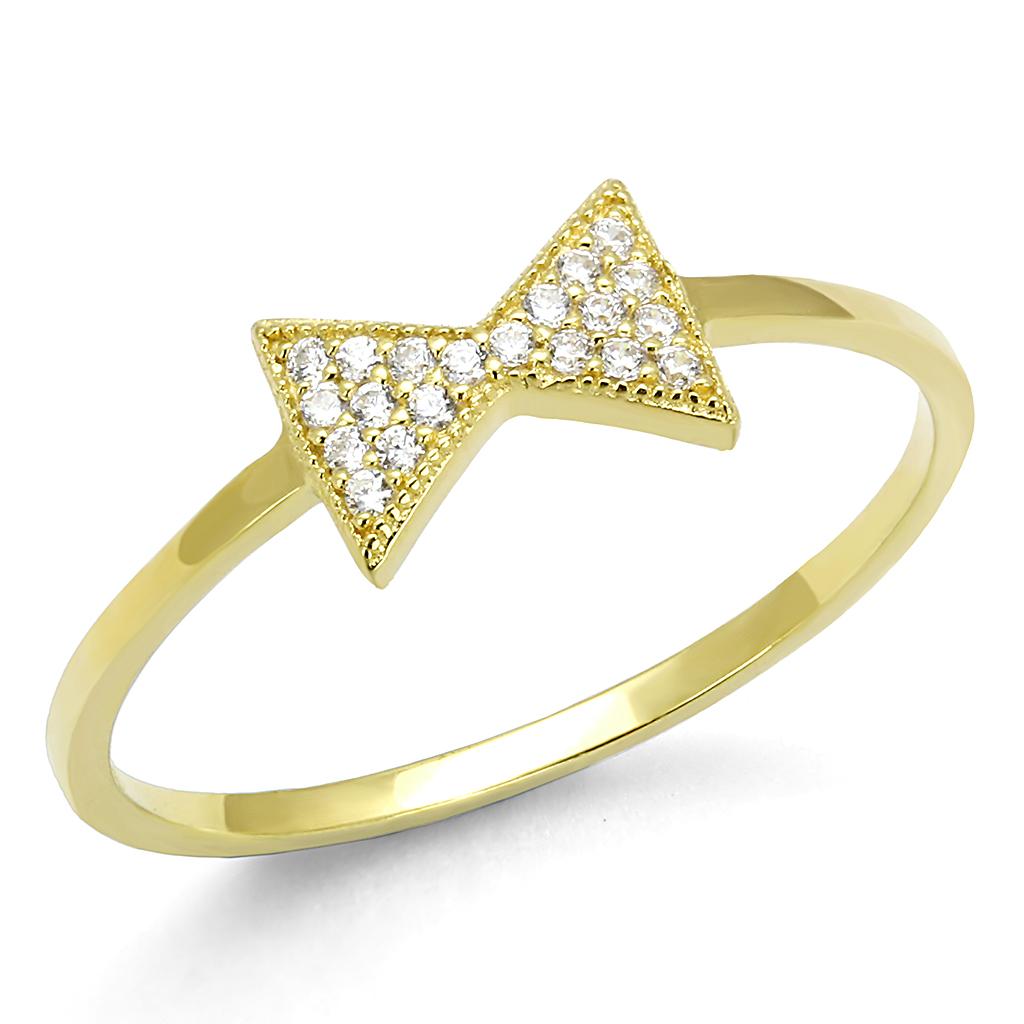 TS593 - Gold 925 Sterling Silver Ring with AAA Grade CZ in Clear