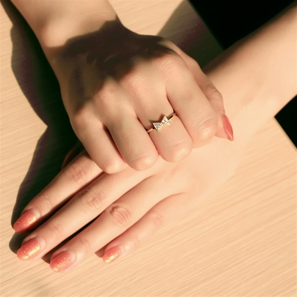 TS593 - Gold 925 Sterling Silver Ring with AAA Grade CZ in Clear