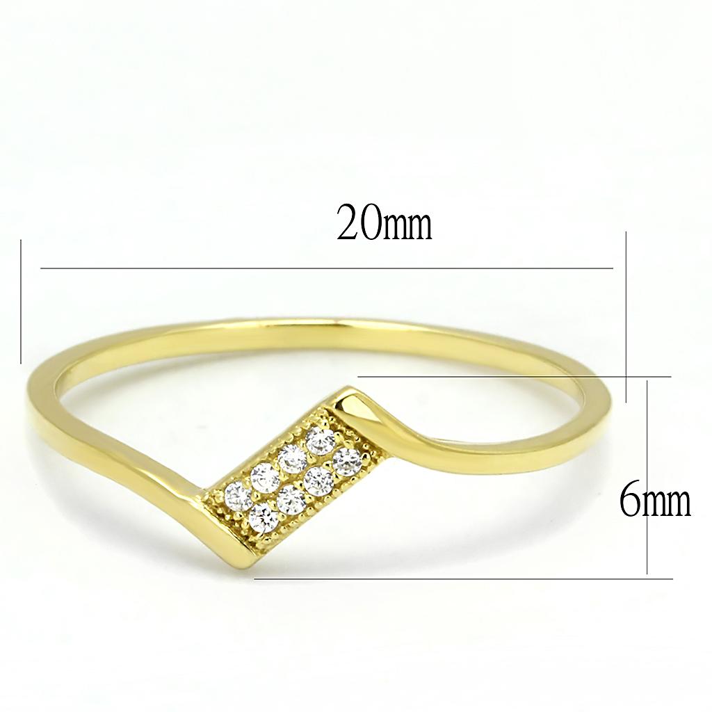 TS594 - Gold 925 Sterling Silver Ring with AAA Grade CZ in Clear