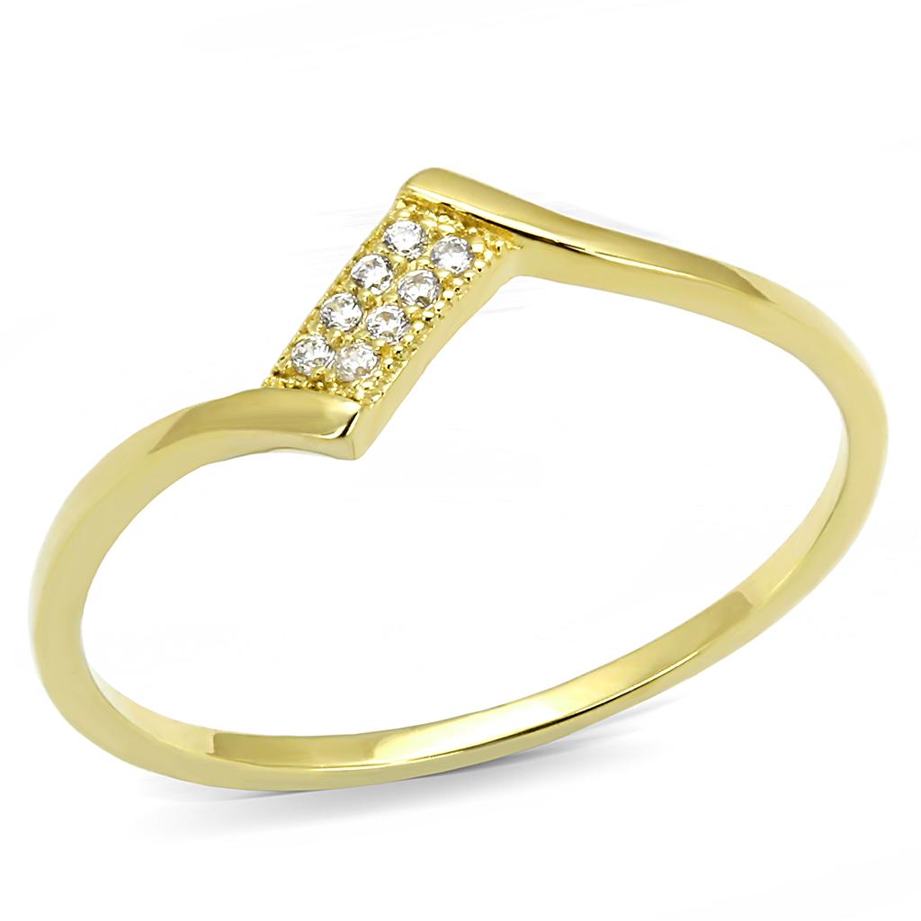 TS594 - Gold 925 Sterling Silver Ring with AAA Grade CZ in Clear