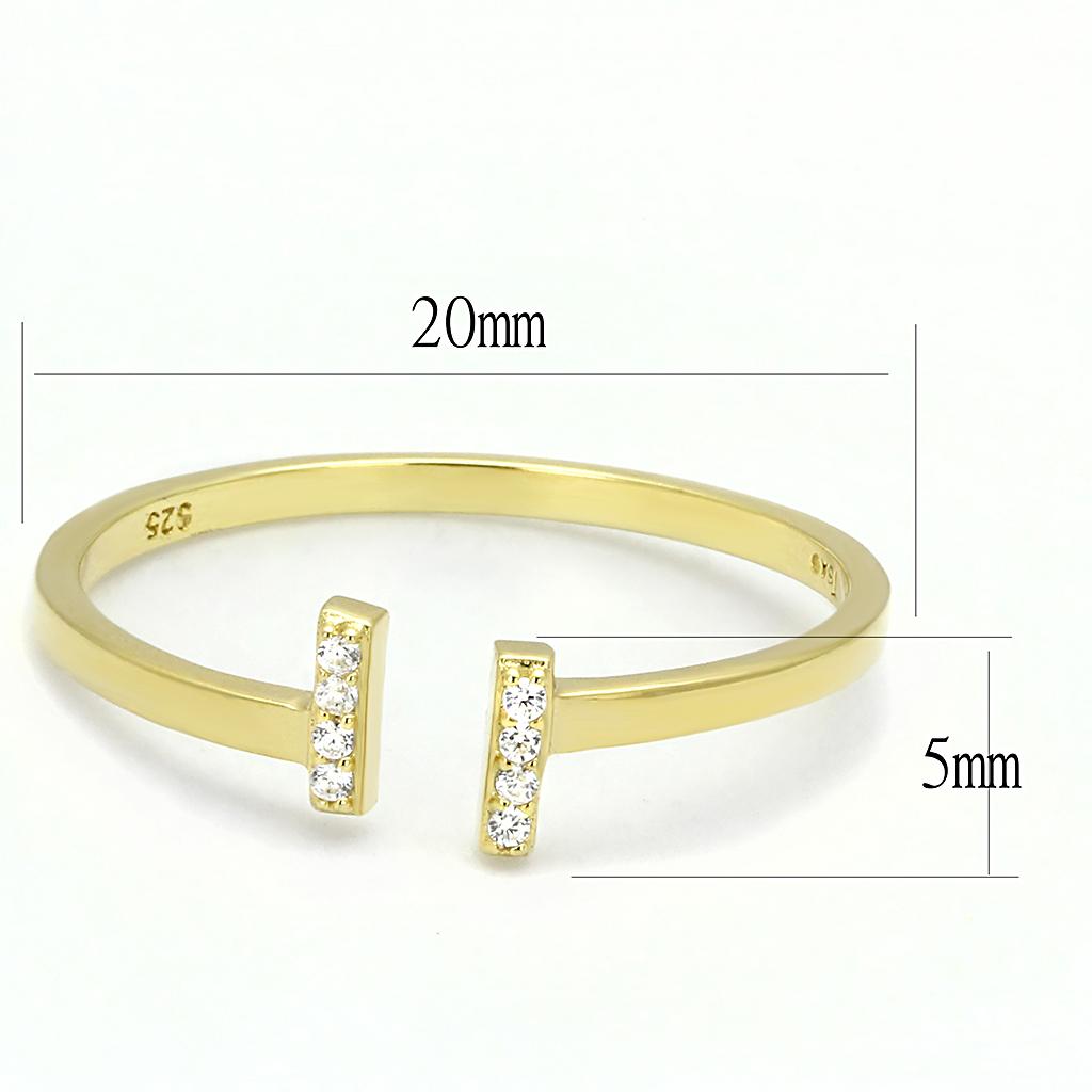 TS595 - Gold 925 Sterling Silver Ring with AAA Grade CZ in Clear