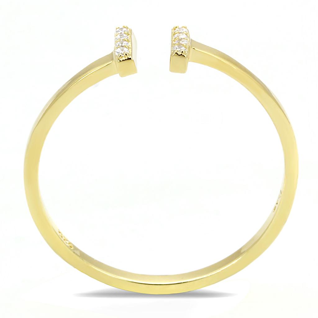 TS595 - Gold 925 Sterling Silver Ring with AAA Grade CZ in Clear