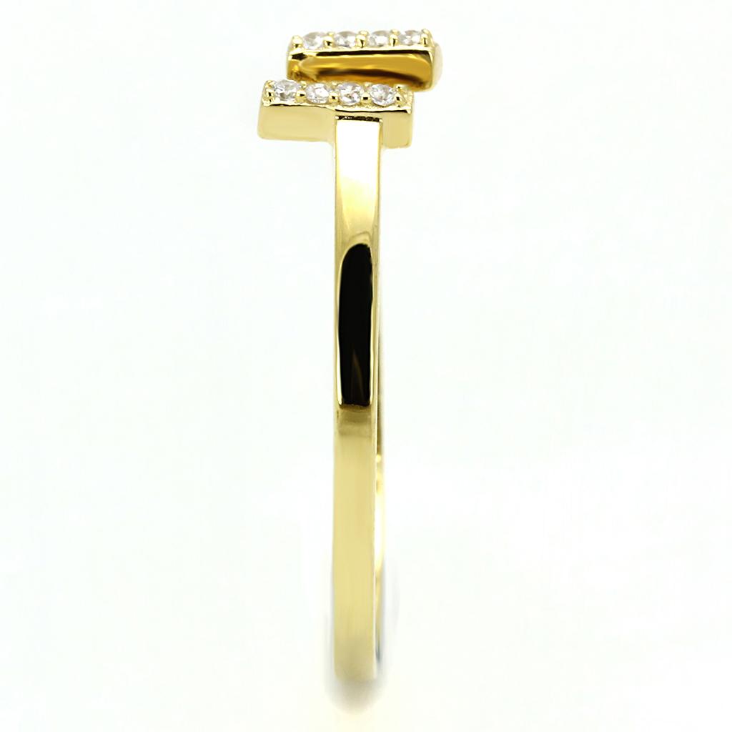 TS595 - Gold 925 Sterling Silver Ring with AAA Grade CZ in Clear
