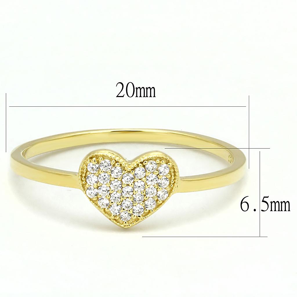 TS596 - Gold 925 Sterling Silver Ring with AAA Grade CZ in Clear