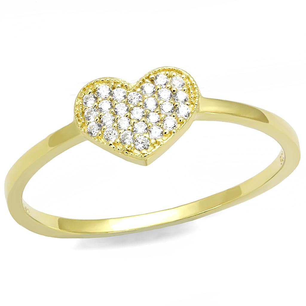 TS596 - Gold 925 Sterling Silver Ring with AAA Grade CZ in Clear