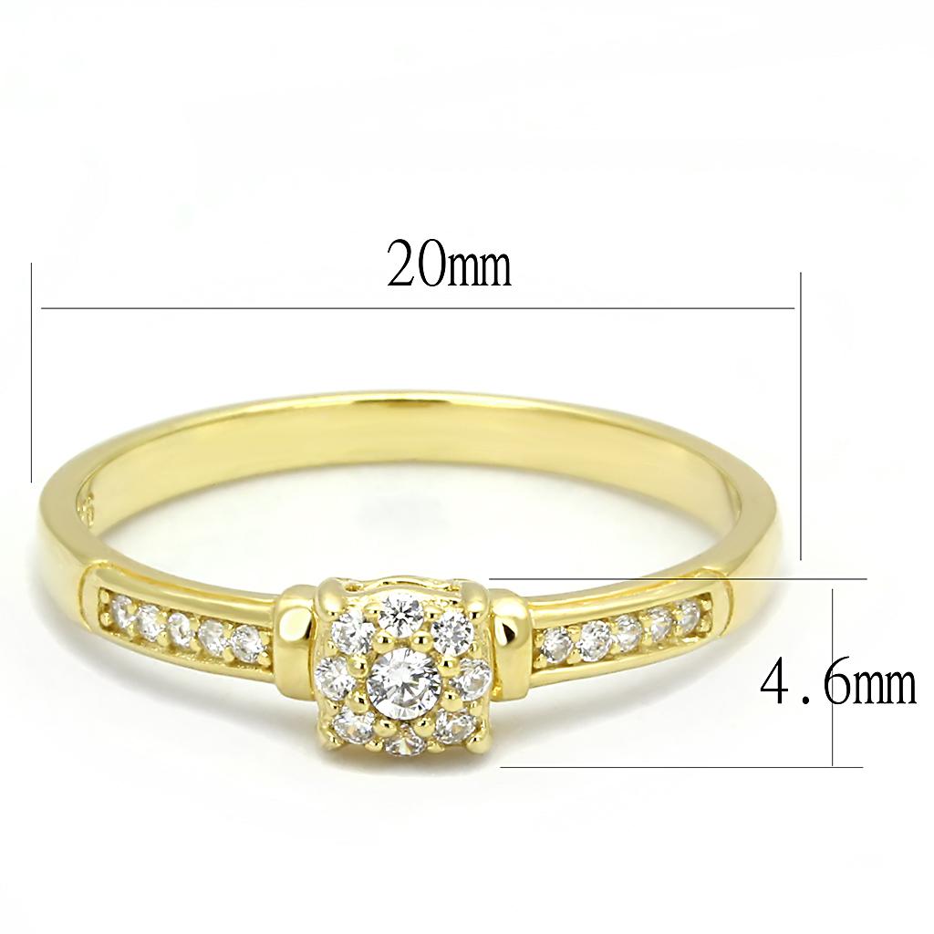TS597 - Gold 925 Sterling Silver Ring with AAA Grade CZ in Clear