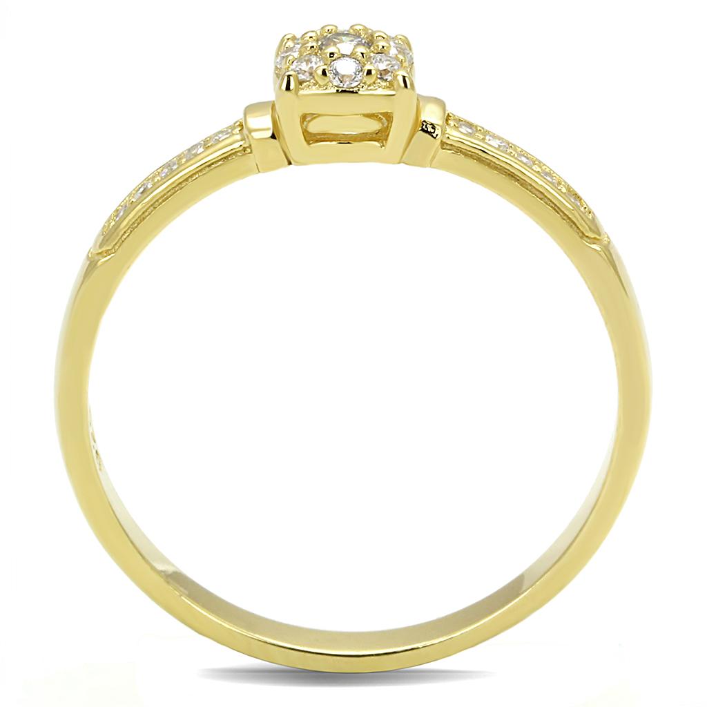 TS597 - Gold 925 Sterling Silver Ring with AAA Grade CZ in Clear