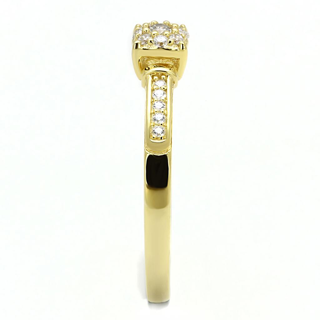 TS597 - Gold 925 Sterling Silver Ring with AAA Grade CZ in Clear