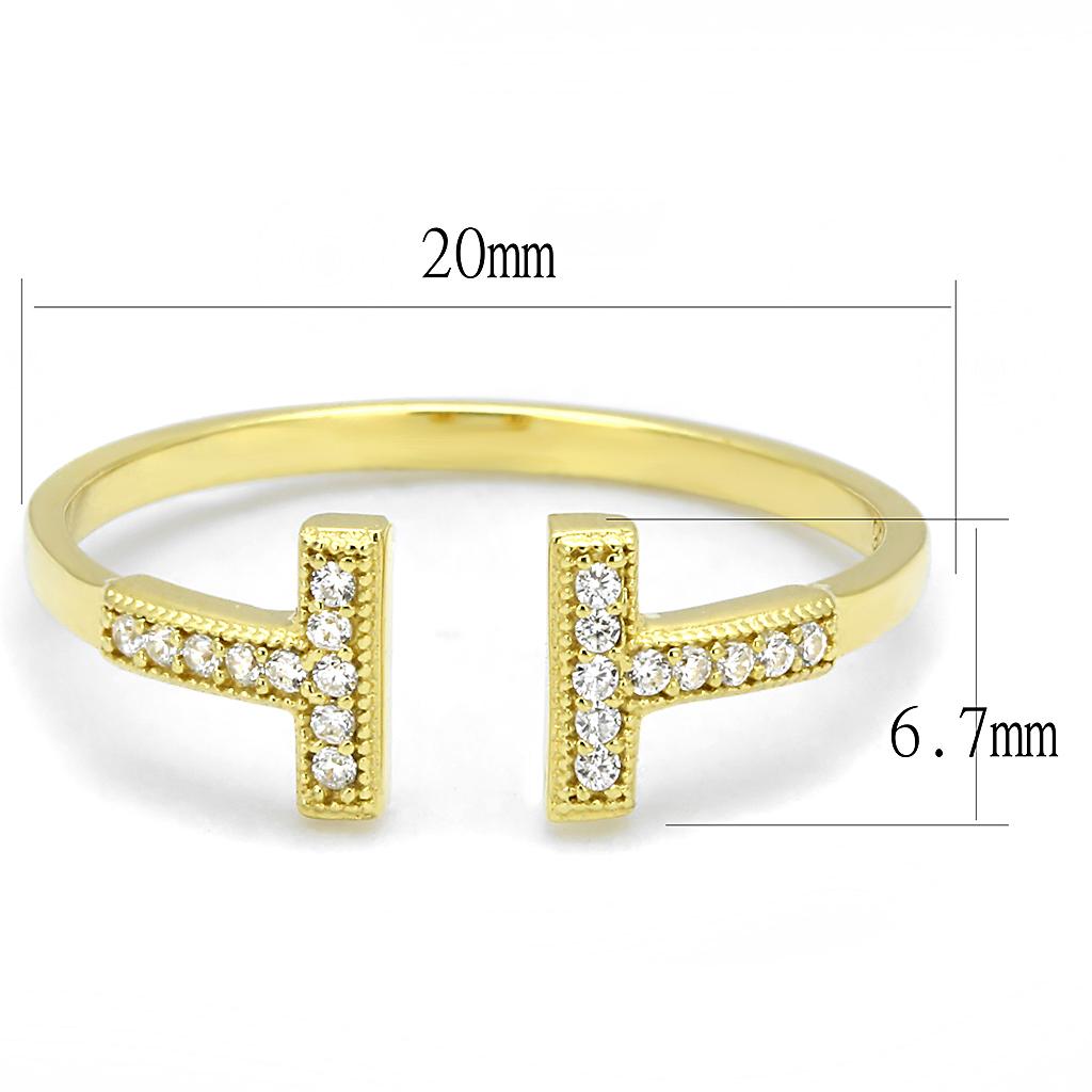 TS598 - Gold 925 Sterling Silver Ring with AAA Grade CZ in Clear