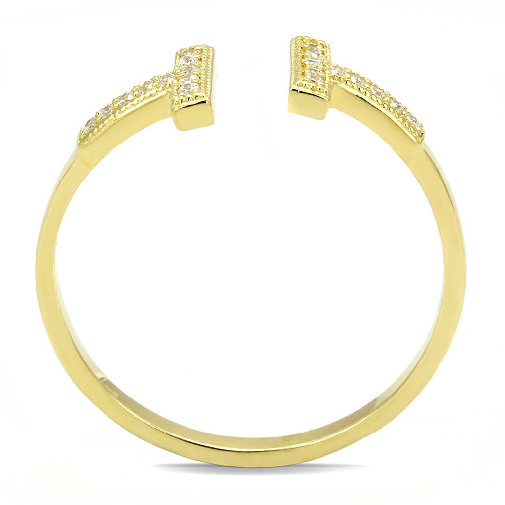 TS598 - Gold 925 Sterling Silver Ring with AAA Grade CZ in Clear