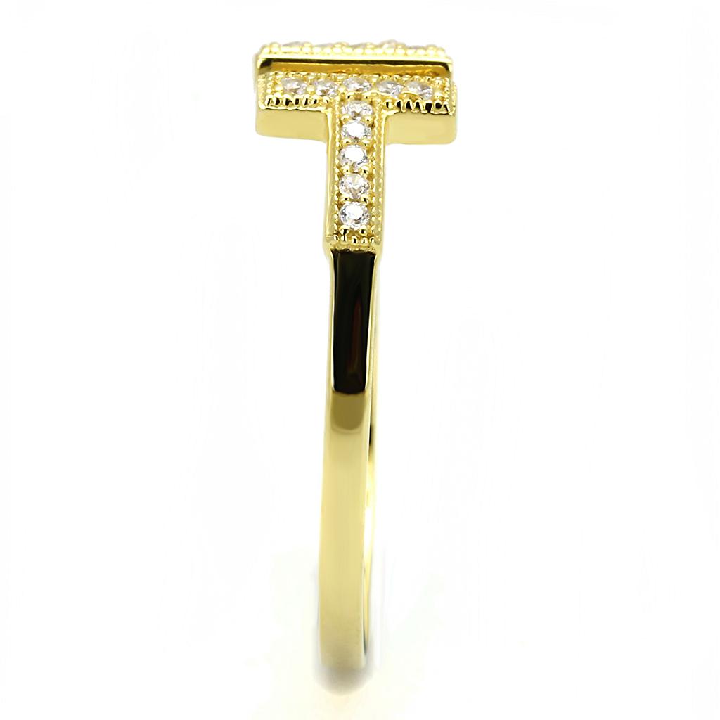 TS598 - Gold 925 Sterling Silver Ring with AAA Grade CZ in Clear