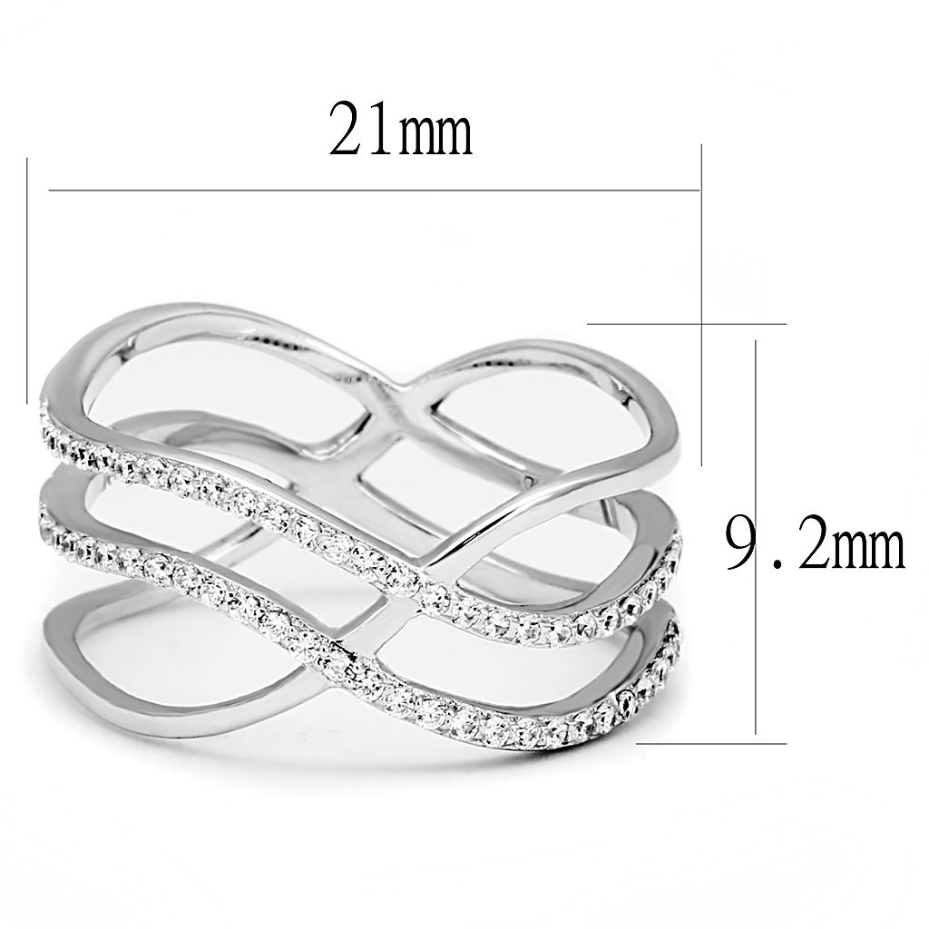 TS602 - Rhodium 925 Sterling Silver Ring with AAA Grade CZ in Clear
