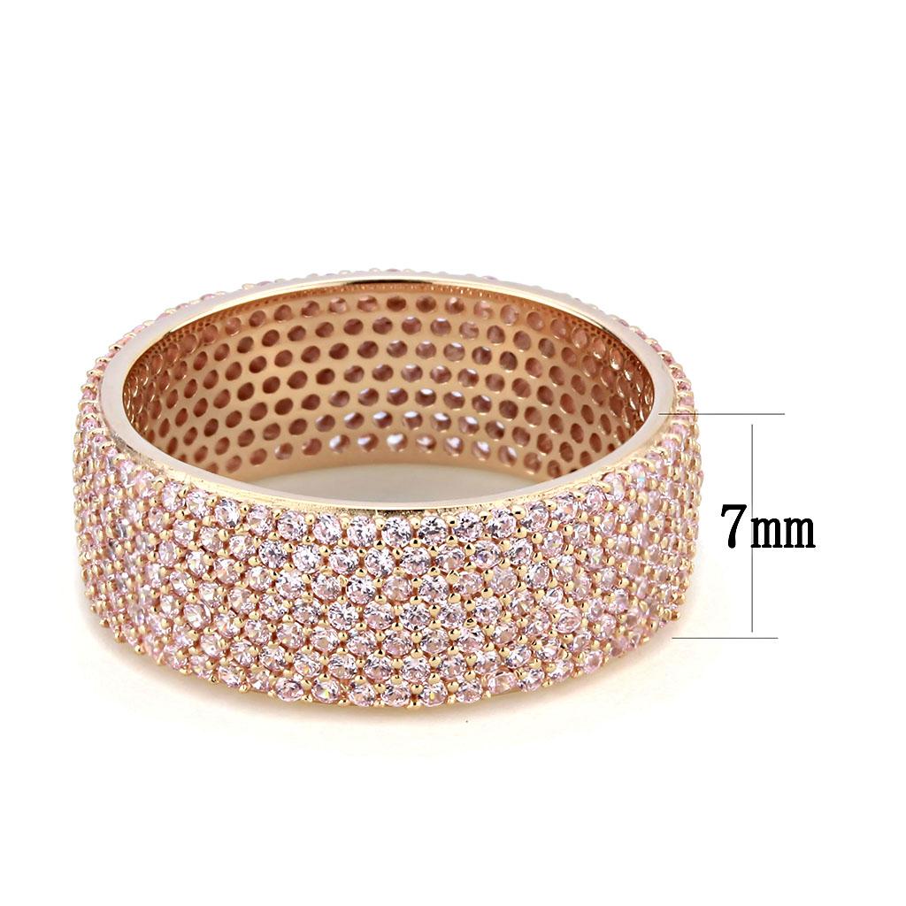 TS612 - Rose Gold 925 Sterling Silver Ring with AAA Grade CZ in Light Rose