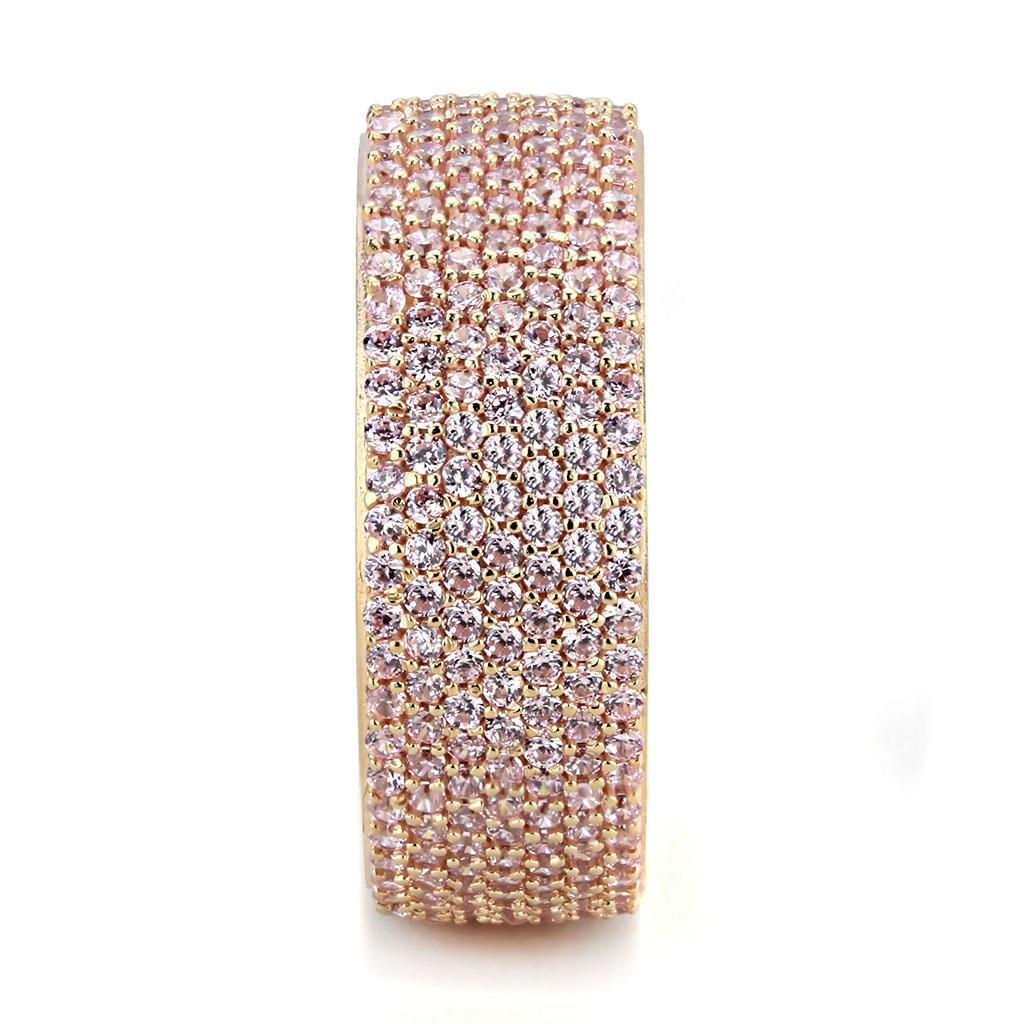 TS612 - Rose Gold 925 Sterling Silver Ring with AAA Grade CZ in Light Rose