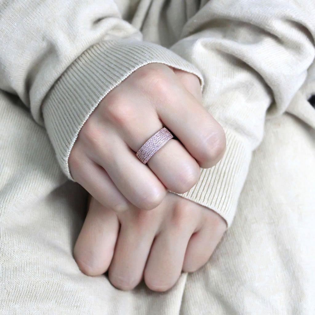 TS612 - Rose Gold 925 Sterling Silver Ring with AAA Grade CZ in Light Rose