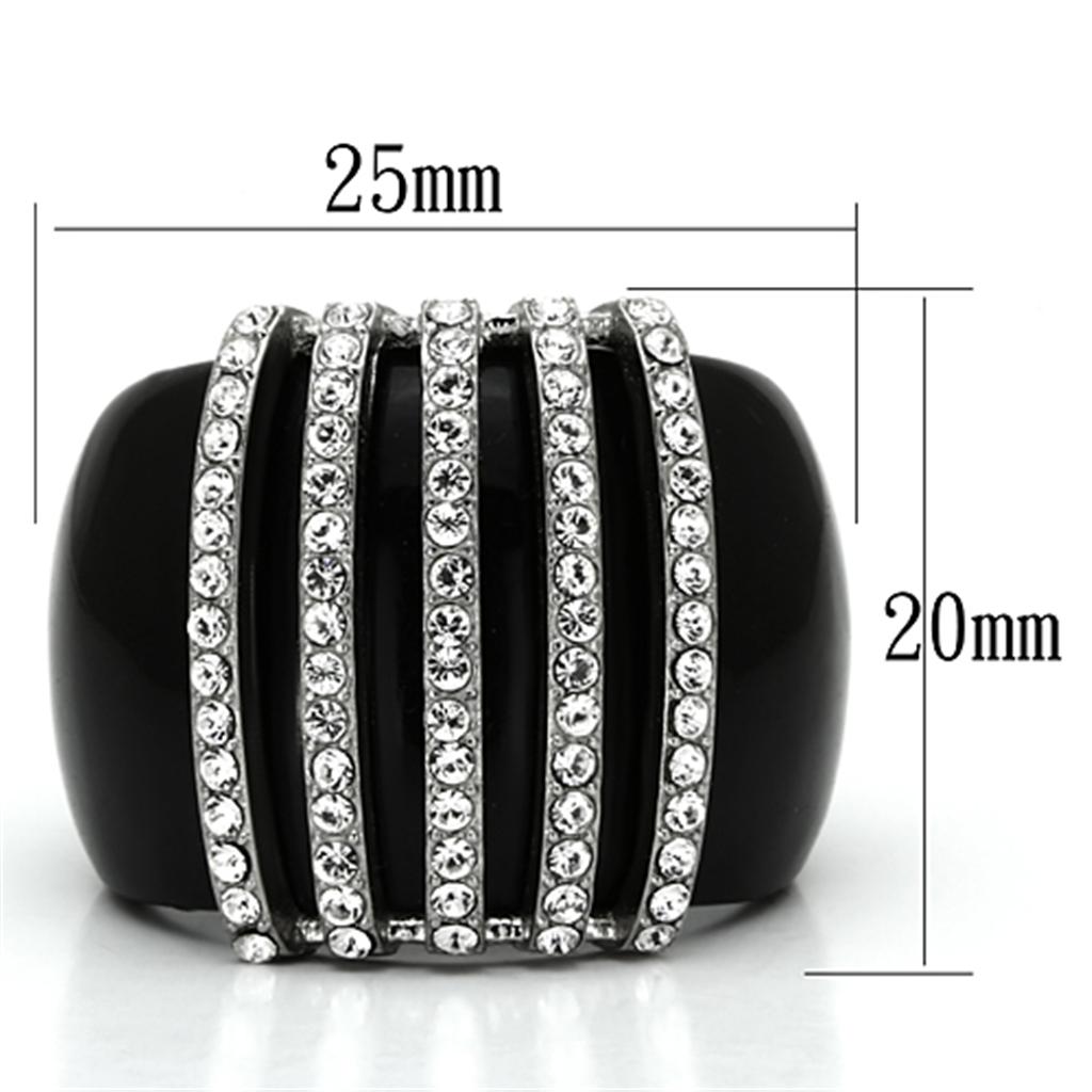 VL099 - High polished (no plating) Stainless Steel Ring with Top Grade Crystal in Clear