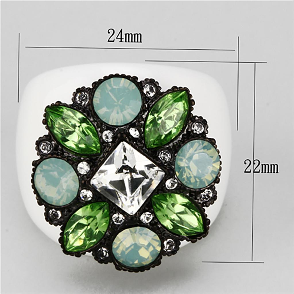 VL105 - IP Black(Ion Plating) Brass Ring with Top Grade Crystal in Clear