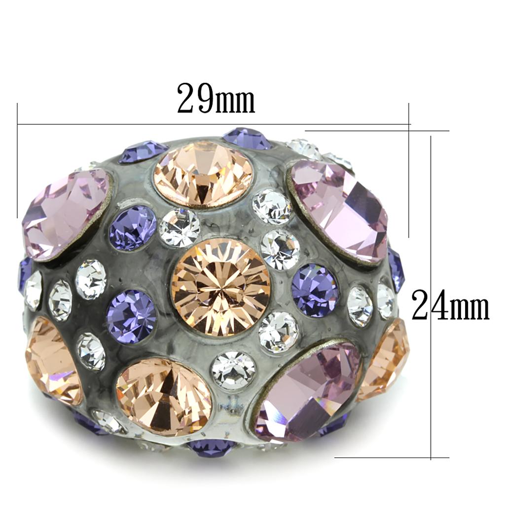 VL114 - Resin Ring with Top Grade Crystal in Multi Color