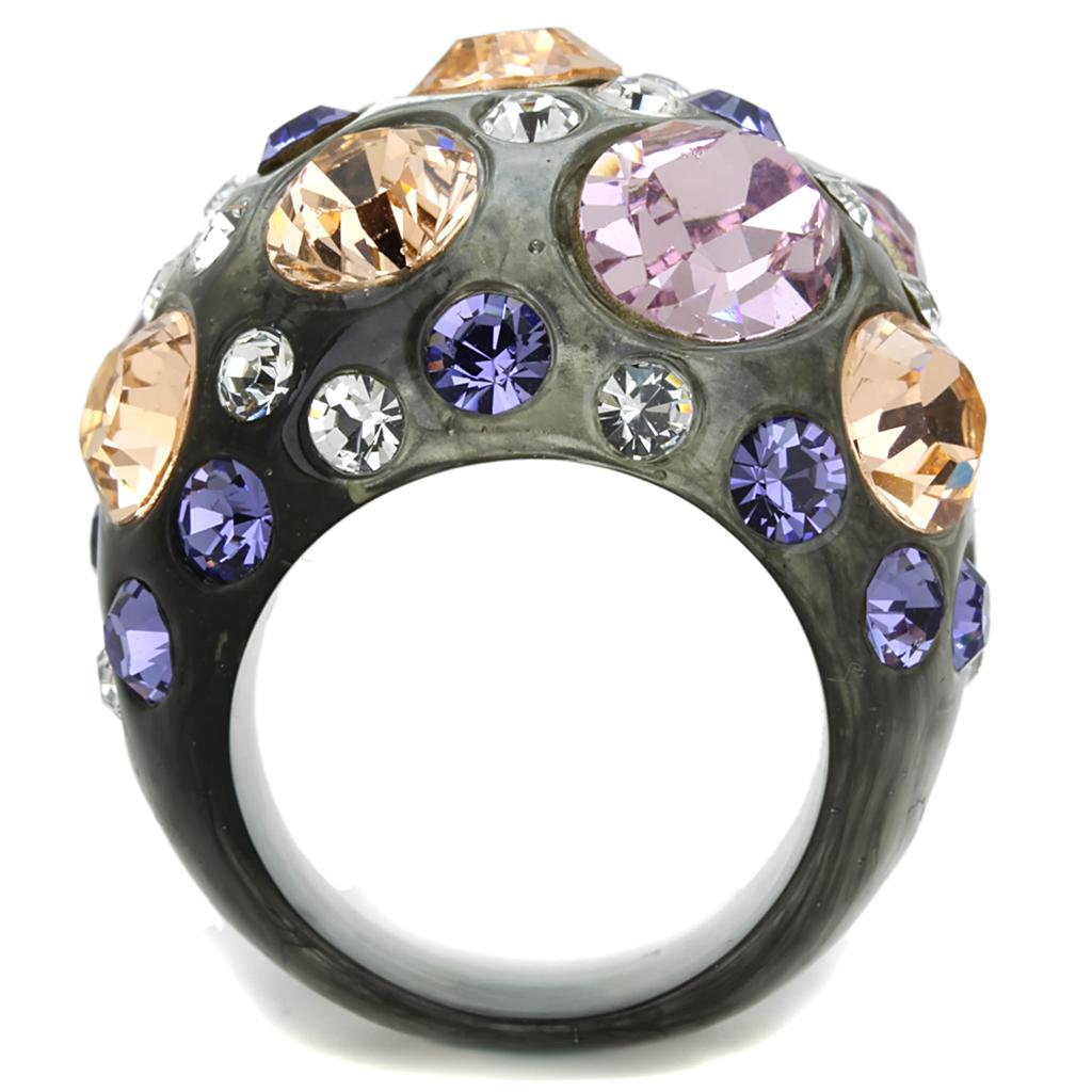 VL114 - Resin Ring with Top Grade Crystal in Multi Color