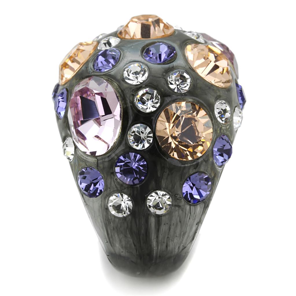 VL114 - Resin Ring with Top Grade Crystal in Multi Color