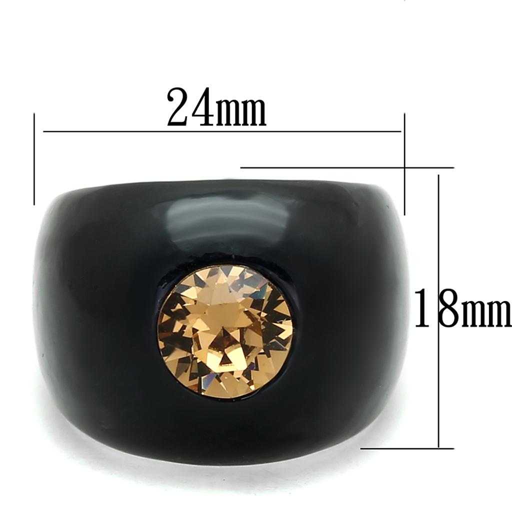 VL115 - Resin Ring with Top Grade Crystal in Light Smoked