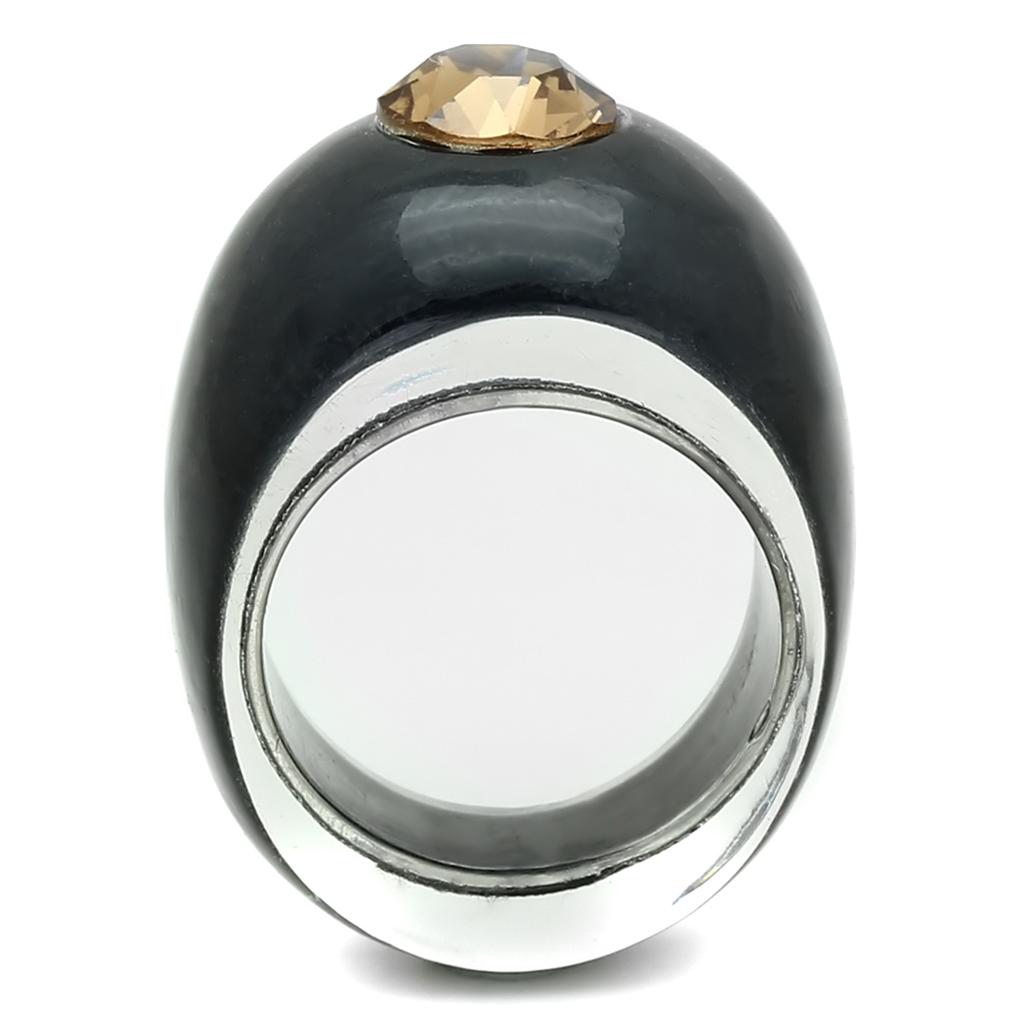 VL115 - Resin Ring with Top Grade Crystal in Light Smoked