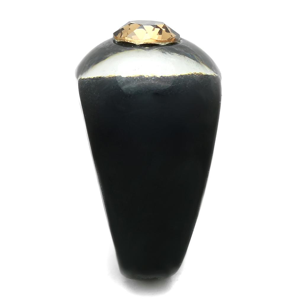 VL115 - Resin Ring with Top Grade Crystal in Light Smoked