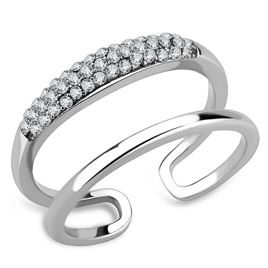 DA247 - High polished (no plating) Stainless Steel Ring with AAA Grade CZ in Clear