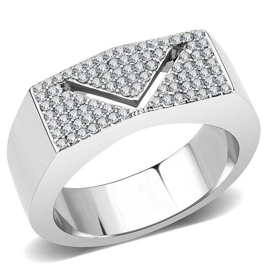 DA303 - No Plating Stainless Steel Ring with AAA Grade CZ in Clear