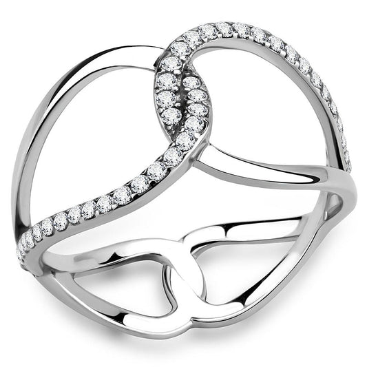 DA307 - No Plating Stainless Steel Ring with AAA Grade CZ in Clear