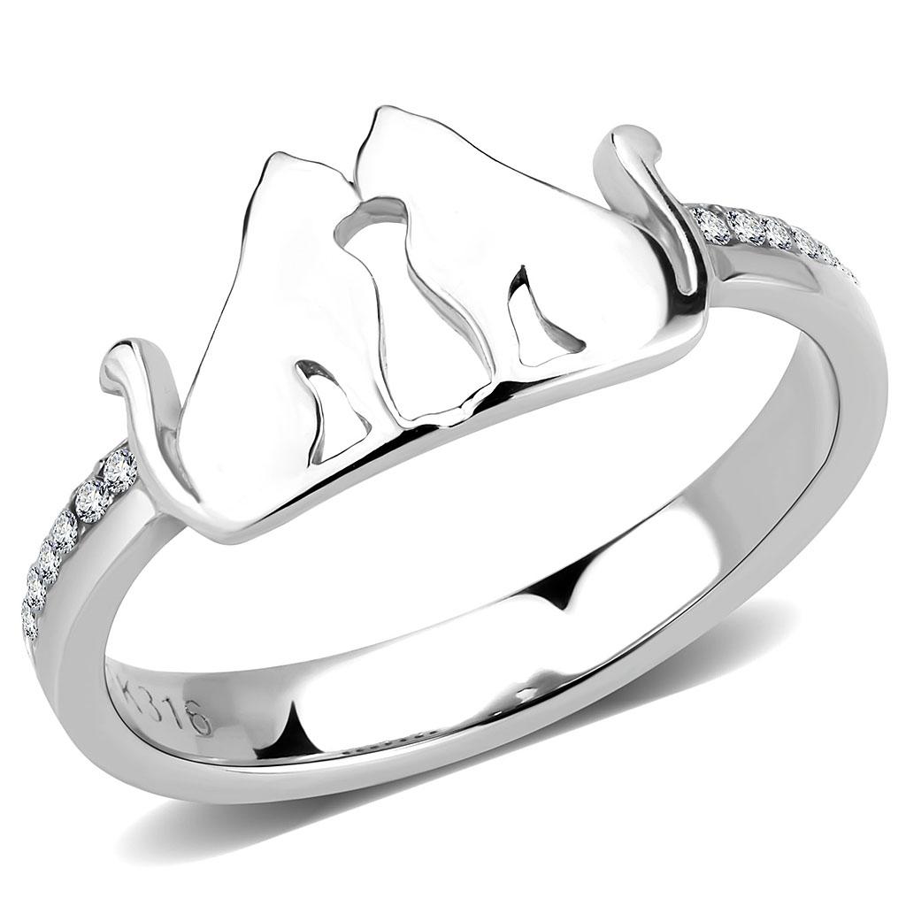 DA309 - No Plating Stainless Steel Ring with AAA Grade CZ in Clear