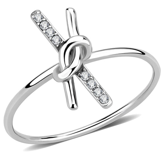 DA313 - No Plating Stainless Steel Ring with AAA Grade CZ in Clear