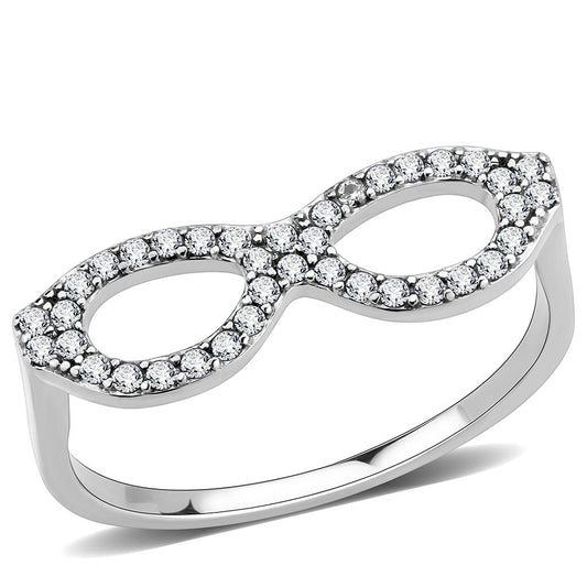 DA315 - No Plating Stainless Steel Ring with AAA Grade CZ in Clear