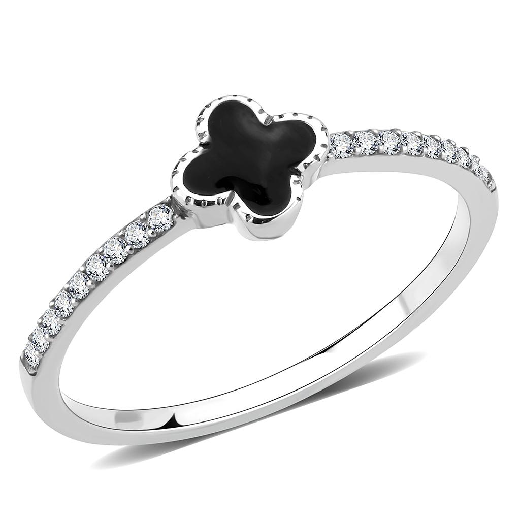 DA320 - No Plating Stainless Steel Ring with Epoxy in Jet